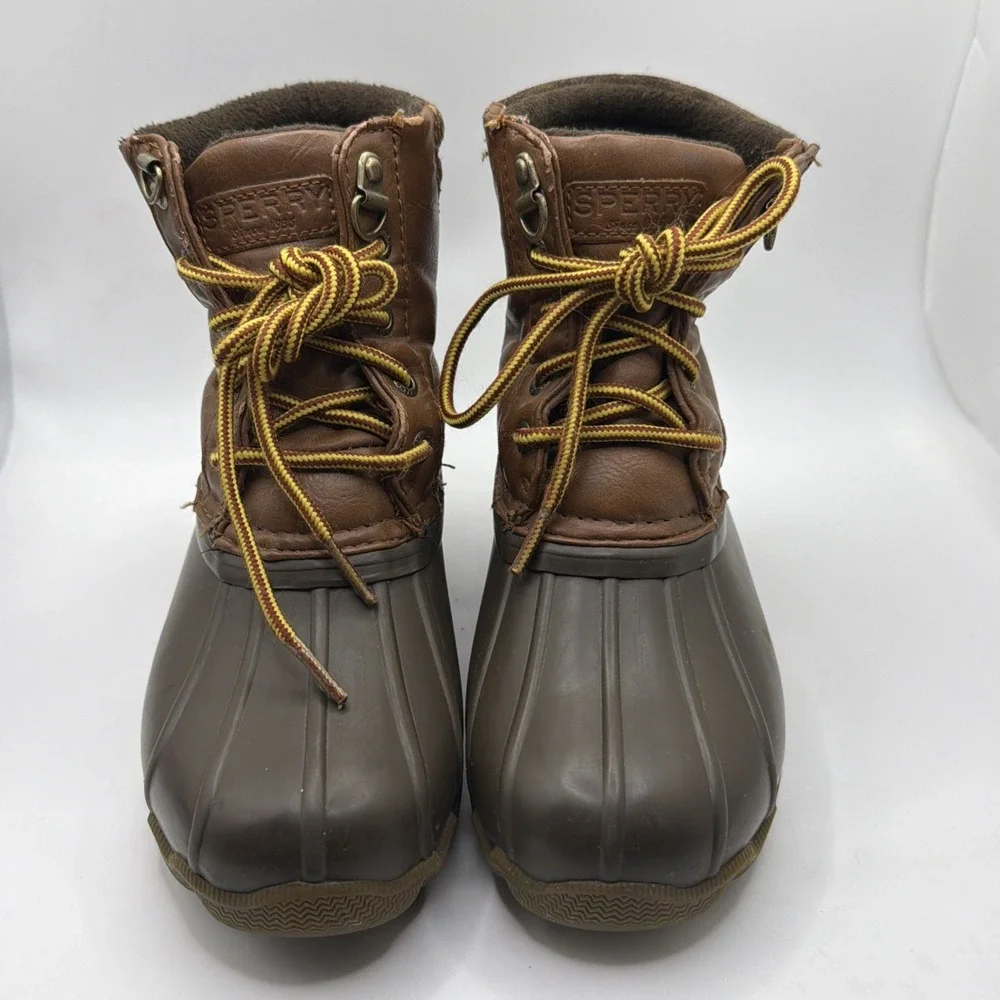Sperry Kids Duck Boots Size‎ 1 Brown Lace Up Waterproof Winter Shoes